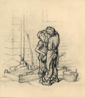 Eye operation, washing out eyes, A. Hendschel's sketchbook, collotype published by M. Hendschel,