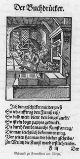 The printer, description of all classes on earth, 1568, woodcut by Jost Amman from Könnecke