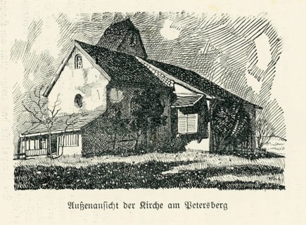 Church from the south-east, reproduction church guide from 1911 Petersberg pilgrimage church,