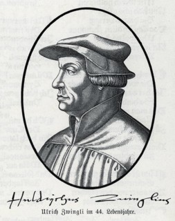 Ulrich (Huldrich) Zwingli (1484-1531) Woodcut by Albrecht Dürer, from Könnecke Bilderatlas zur
