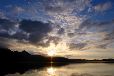Sunset, Kochel am See, Lake Kochel, Upper Bavaria, Bavaria, Germany