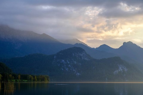 Sunset, Kochel am See, Lake Kochel, Upper Bavaria, Bavaria, Germany