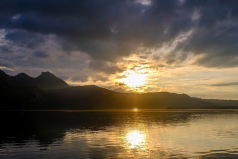 Sunset, Kochel am See, Lake Kochel, Upper Bavaria, Bavaria, Germany