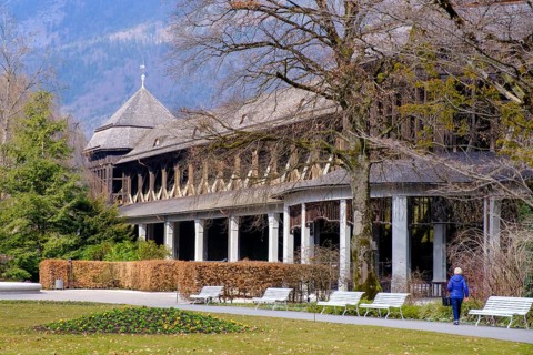 Wandelhalle and graduation house, spa district, Bad Reichenhall, Upper Bavaria, Bavaria, Germany