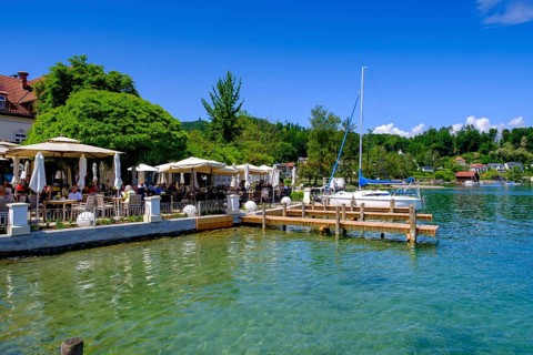 Restaurant Zille, lakeside promenade, Reifnitz am Lake Wörth, south shore, Carinthia, Austria