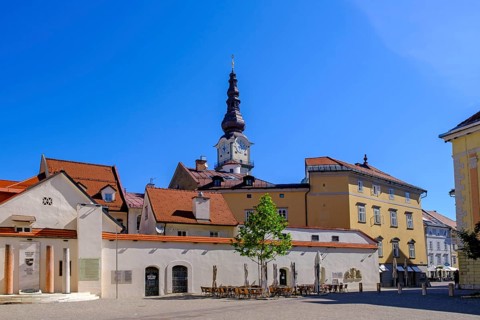 Landhaushof, with St Egid's parish church, Klagenfurt, Carinthia, Austria