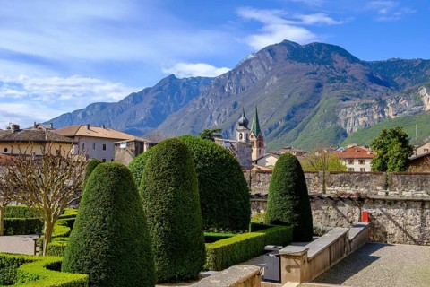 Gardens at the Castello del Buon Consiglio, Trento, Trentino, Italy