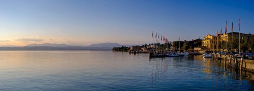 Sunset near Sirmione on Lake Garda, Veneto, Veneto, Italy