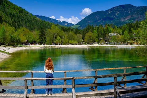 Jasna Lake in Triglav National Park, Kranjska Gora, Upper Carniola, Julian Alps, Slovenia