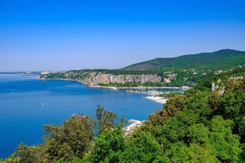 Adriatic coast with Portopiccolo Sistiana, near Trieste, Adriatic Sea, Friuli-Venezia Giulia