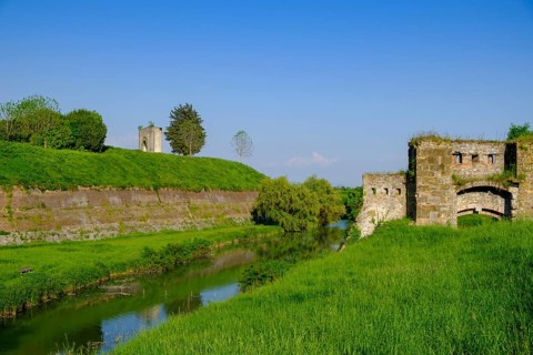 Fortification wall, city wall, UNESCO World Heritage Site, Palmanova, Julian Friuli, Veneto, Italy