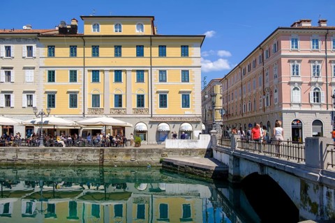 Commercial and residential buildings on the Grand Canal, Borgo Teresiano, Trieste, Adriatic Sea,
