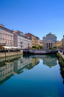 Commercial and residential buildings on the Grand Canal, Borgo Teresiano, Trieste, Adriatic Sea,