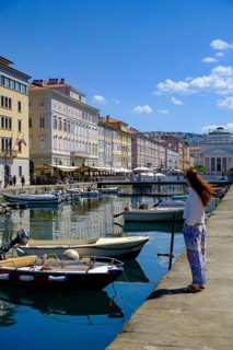 Commercial and residential buildings on the Grand Canal, Borgo Teresiano, Trieste, Adriatic Sea,