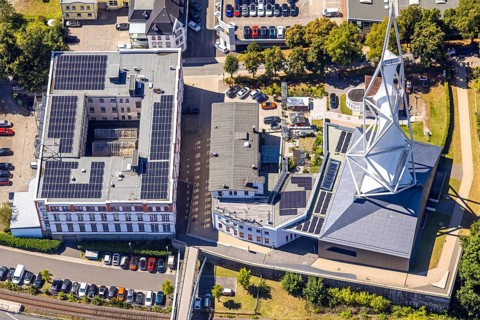 Aerial view, Phänomenta Science Center, Tower at Phänomenta-Weg Technikzentrum Südwestfalen, EGC