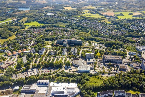 Aerial view, Klinikum Lüdenscheid Märkische Kliniken und Sportklinik Hellersen, Piepersloh,