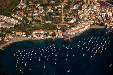 Bay of Cadaques, sailing boats, old town, Parc Natural Cap De Creus, Cadaqués, Costa Brava,