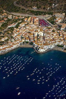 Bay of Cadaques, sailing boats, old town, Parc Natural Cap De Creus, Cadaqués, Costa Brava,