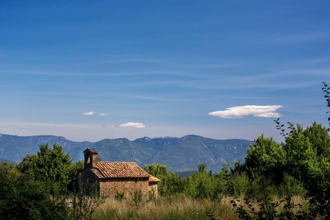 Small chapel on the hills of Sant Miquel de Campmajor, Cataluña, Catalonia, Spain, Sant Miquel de