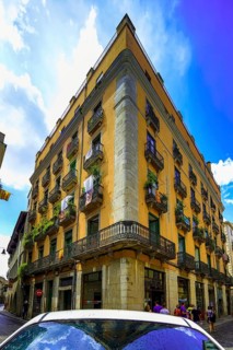 Classic residential building in the old town centre of Girona, Cataluña, Gerona, Catalonia, Spain,