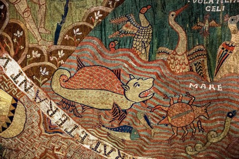 TapÃs de la creaciÃü, Creation tapestry from the 11th century, Cathedral of Santa Maria of Gerona,