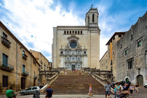 Staircase to the Cathedral of Santa Maria of Gerona, Catedral Santa Maria de Girona, Girona,