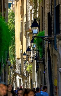Alleys in the old town of Girona, Cataluña, Gerona, Catalonia, Spain, Girona, Cataluña, Europe,
