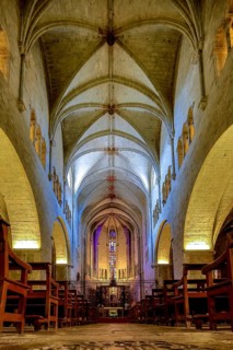 Nave of the church Sant Feliu, Sant Felix, Girona, Cataluña, Gerona, Catalonia, Spain, Cataluña,