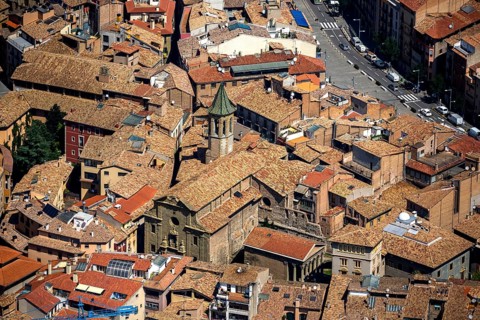 Old Town, Vic, Costa Brava, Catalonia, Spain, Europe, aerial view, birds-eyes view, aerial