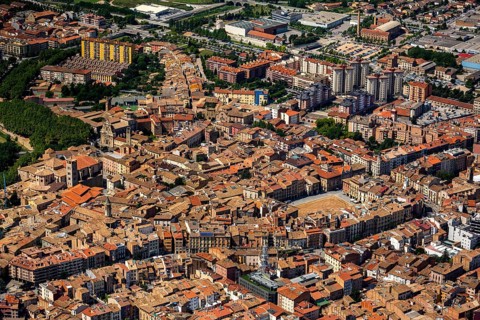 Old town, Placa Major, market place of Vic, overview of the city of Vic, Vic, Costa Brava,