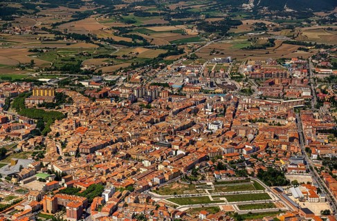 Overview of the city Vic, Vic, Costa Brava, Catalonia, Spain, Europe, aerial view, birds-eyes view,