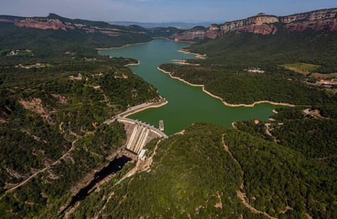 Panta de Sau, reservoir of Sau, river Ter, Riu Ter, Vilanova de Sau, Costa Brava, Catalonia, Spain,