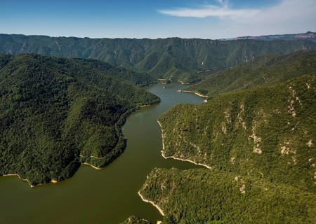 River Ter, Riu Ter, Susqueda Reservoir, Panta de Susqueda, Osor, Costa Brava, Catalonia, Spain,