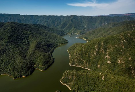 River Ter, Riu Ter, Susqueda Reservoir, Panta de Susqueda, Osor, Costa Brava, Catalonia, Spain,