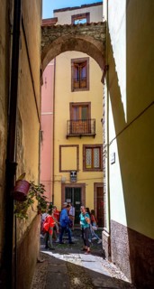 Sardinia, alley with picturesque house and window, Bosa, Europe, Province of Oristano, Italy, old