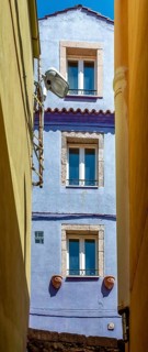Sardinia, alley with house and row of windows, Bosa, Europe, Oristano province, Italy, old town,