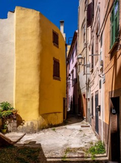 Sardinia, alley with picturesque house and window, Bosa, Europe, Oristano province, Italy, old