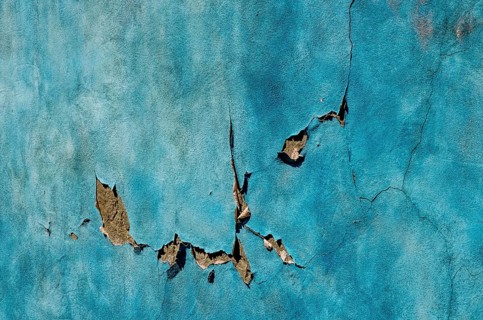 Sardinia, coloured house wall with crumbling plaster, Bosa, Europe, Province of Oristano, Italy,