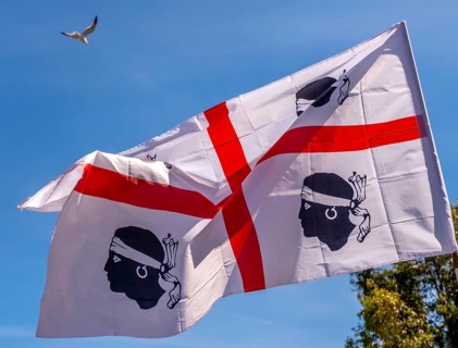 Sardinia, Sardinian flag, white flag with red cross and four Moorish heads, Bosa, Europe, province