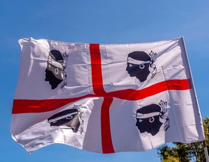 Sardinia, Sardinian flag, white flag with red cross and four Moorish heads, Bosa, Europe, province
