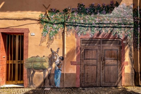Sardinia, House with Murals, Sardinia landmark, Tinnura, Europe, Province of Oristano, Italy,