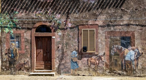 Sardinia, House with Murals, Sardinia Sightseeing, Tinnura, Europe, Province of Oristano, Italy,