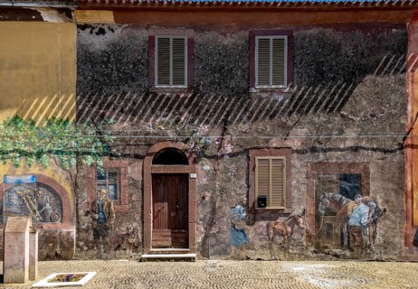 Sardinia, House with Murals, Sardinia landmark, Tinnura, Europe, Province of Oristano, Italy,