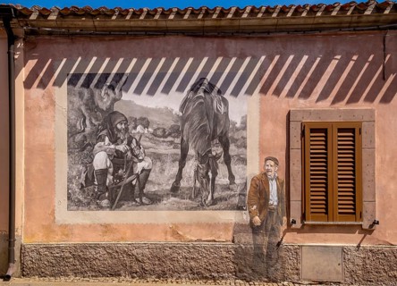 Sardinia, house with murals, Sardinian landmark, Tinnura, Europe, Oristano province, Italy,
