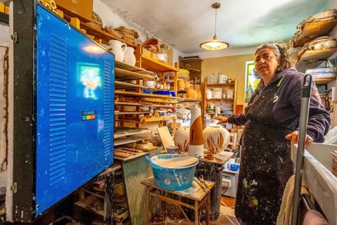 Sardinia, Pina Monne, female portrait and artist at work, Tinnura, Europe, Oristano province,