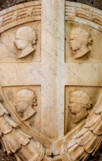 Sardinia, national flag in stone, Per iniziativa del Reduci, Santu Lussurgiu, Europe, Province of