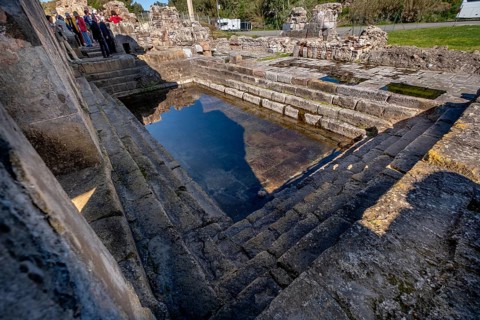 Sardinia, Terme Romane Fordongianus, Roman baths and thermal baths, tourists at historical