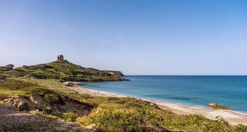 Sardinia, Sinis peninsula with historical ruins, Area archeologica di Tharros Archaeological