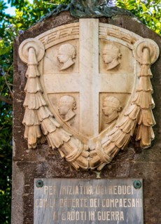Sardinia, national flag in stone, Per iniziativa del Reduci, Santu Lussurgiu, Europe, Province of