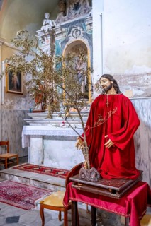 Sardinia, Christ figure in red robe, Bosa, Europe, Province of Oristano, Italy, old town, worship,